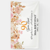 90 Jaar Geliefd Perzik Bloem 90ste Spandoek (Verticaal)