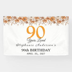 90 Jaar Geliefd Perzik Bloem 90ste Spandoek