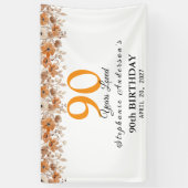 90 Jaar Geliefd Perzik Bloem 90ste Spandoek (Verticaal)