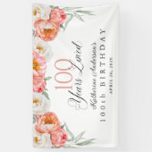 90 Jaar Geliefde Perzik Bloemen 100ste Verjaardag Spandoek (Verticaal)