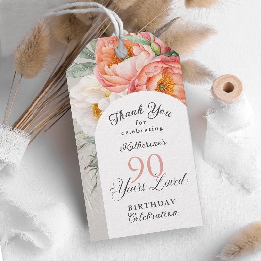 90 Jaar Geliefde Vrouwelijke Bloem 90ste Verjaarda Cadeaulabel