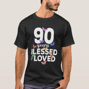 90 jaar gezegend en geliefd vlinder 90th t-shirt