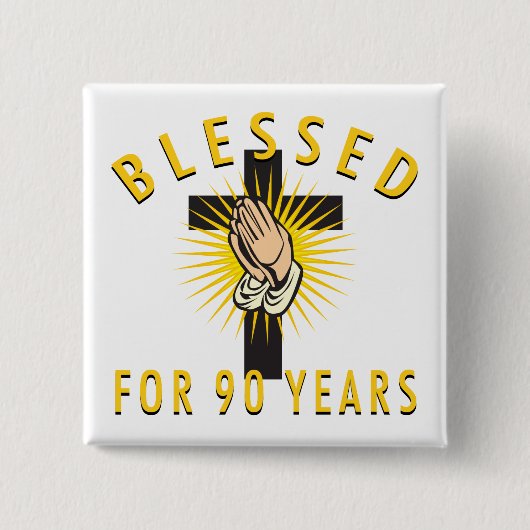 90 jaar lang gevat vierkante button 5,1 cm (Voorkant)