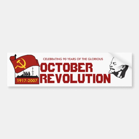 90 JAAR OKTOBERREVOLUTIE BUMPERSTICKER (Voorkant)