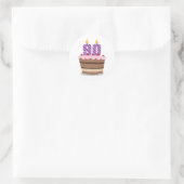90 jaar op de Birthday Cake Ronde Sticker (Tas)
