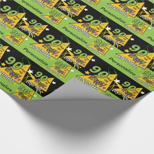 90 jaar oud dier | 90e verjaardag cadeaupapier (Hoek)