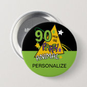 90 jaar oud dier | 90e verjaardag ronde button 7,6 cm (Voorkant /achterkant)