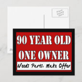 90 jaar oud, één eigenaar - heeft onderdelen nodig briefkaart (Voorkant / Achterkant)