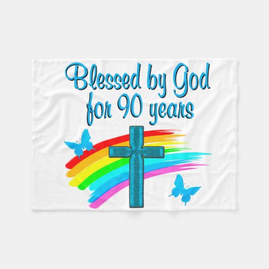 90 JAAR OUD FLEECE DEKEN (Voorkant (Horizontaal))