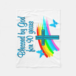 90 JAAR OUD FLEECE DEKEN