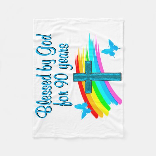 90 JAAR OUD FLEECE DEKEN (Voorkant)