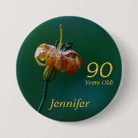 90 jaar oud, Golden Lily, naam, Button Pin