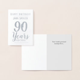 90 jaar oud. Stijlvolle 90ste verjaardag Folie Kaarten