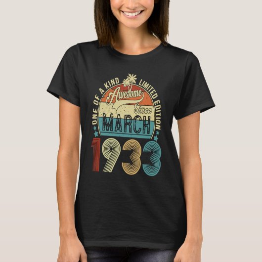 90 jaar oude 90e retro van 19 maart t-shirt (Voorkant)