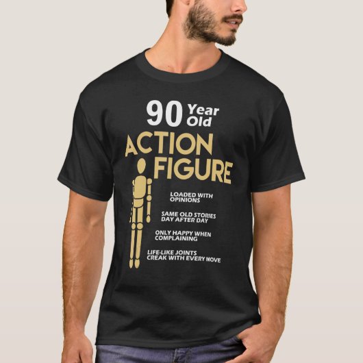 90 jaar oude actie Afbeelding 90e verjaardag Anniv T-shirt (Voorkant)