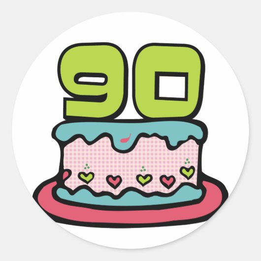 90 jaar oude Birthday Cake Ronde Sticker (Voorkant)