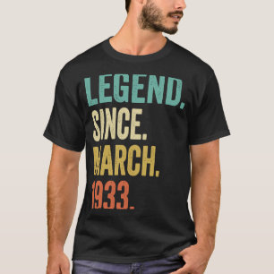 90 jaar oude  Mannen maart 1933 90e verjaardag T-shirt