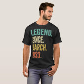 90 jaar oude  Mannen maart 1933 90e verjaardag T-shirt (Voorkant volledig)