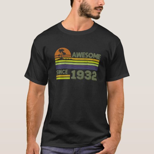 90 jaar oude Mannen Vrouwen Geweldige sinds 1932 T-shirt (Voorkant)