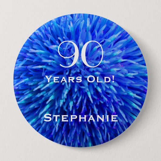 90 jaar oude, persoonlijke blauwe Abstracte Button (Voorkant)