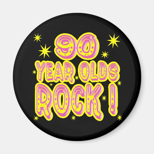 90 jaar oude rock! (roze) magneet (Voorkant)