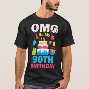 90 jaar oude verjaardag OMG Happy 90th Birthda T-shirt