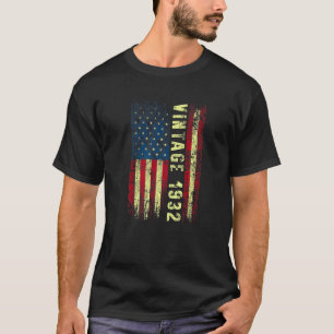 90 jaar oude Vintage 1932 Amerikaanse vlag 90th Bi T-shirt