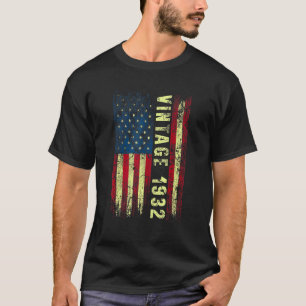 90 jaar oude Vintage 1932 Amerikaanse vlag 90th Bi T-shirt