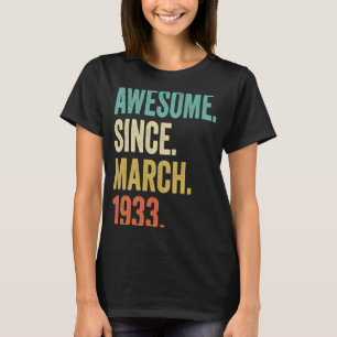 90 jaar oude Vintage maart 1933 90e verjaardag T-shirt
