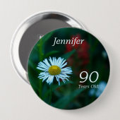 90 jaar oude, White Daisy WildFlower Button Pin (Voorkant /achterkant)