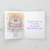 90 jaar van de oude Gelukkige Verjaardag Kaart (Binnen)