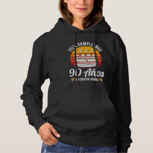 90 Jaar Verjaardag In Christus Jezus Spaans Hoodie