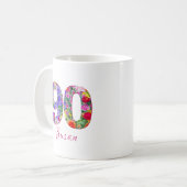 90 jaar verjaardagsfeestje bloemenontwerp mok (Voorkant links)