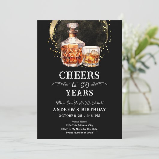 90 jaar Whiskey volwassen verjaardag Kaart (Staand voorkant)