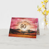 90 jarig, zonsondergang boven de bergen kaart (Gele Bloem)