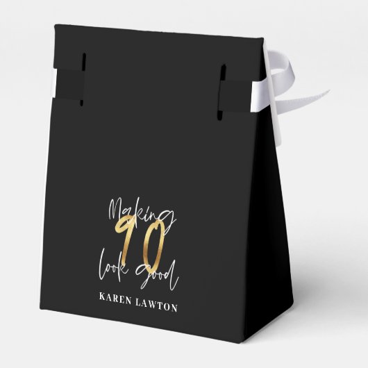 90-jarige gouden verjaardagskist bedankdoosjes (Achterkant)