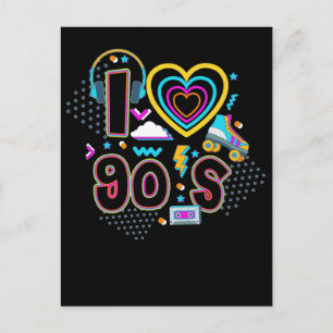 90-jarige muziekpartij Roller Skating Disco 1990 Briefkaart