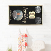 90 & Legendarisch 3 Foto's 90ste verjaardag Goud Spandoek (Insitu)