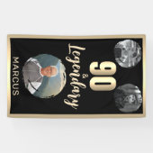 90 & Legendarisch 3 Foto's 90ste verjaardag Goud Spandoek (Horizontaal)