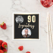 90 & Legendary 2 foto's 90e verjaardag goud Servet (Insitu)