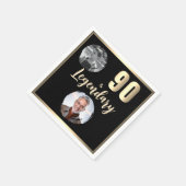 90 & Legendary 2 foto's 90e verjaardag goud Servet (Hoek)