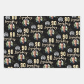 90 & Legendary 2 Photos 90th Birthday Gold Inpakpapier Vel (Voorkant 2)