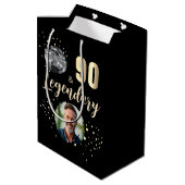 90 & Legendary 2 Photos 90th Birthday Gold Medium Cadeauzakje (Achterkant Gekanteld)