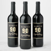90 & Legendary Gold 90e verjaardag Wijn Etiket (Flessen)
