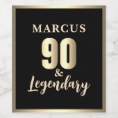 90 & Legendary Gold 90e verjaardag Wijn Etiket (Enkel label)