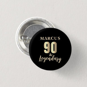 90 & Legendary Gold 90ste verjaardag Ronde Button 3,2 Cm