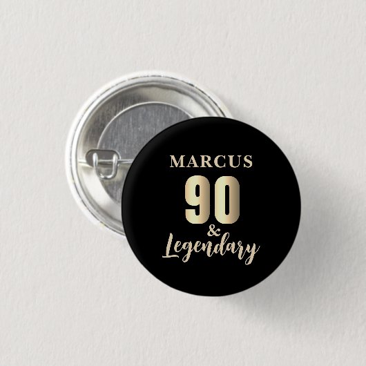 90 & Legendary Gold 90ste verjaardag Ronde Button 3,2 Cm (Voorkant /achterkant)