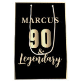 90 & Legendary Gold 90th Birthday Medium Cadeauzakje (Achterkant)
