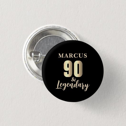 90 & Legendary Gold 90th Birthday  Ronde Button 3,2 Cm (Voorkant /achterkant)