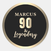 90 & Legendary Gold 90th Birthday Ronde Sticker (Voorkant)